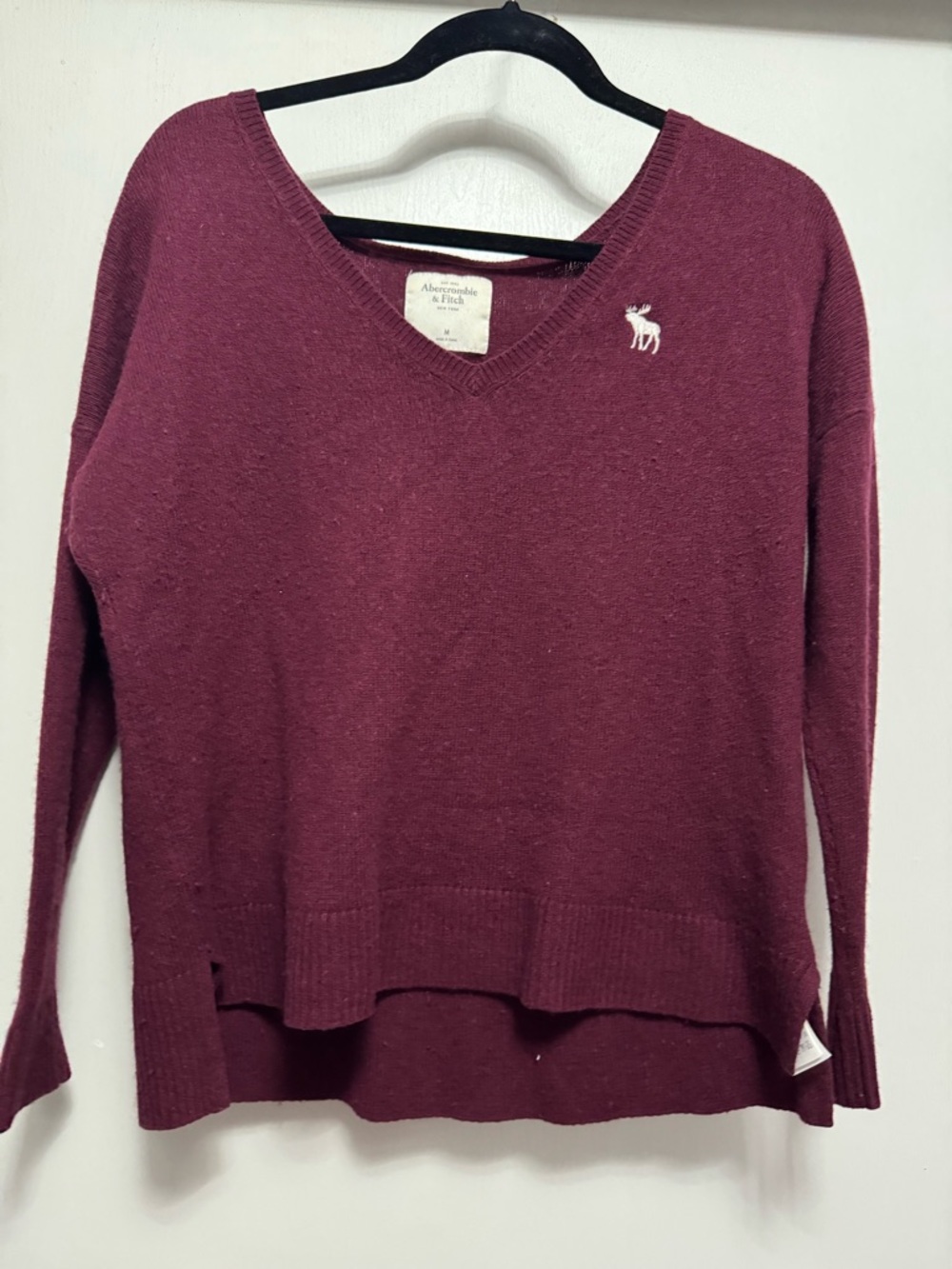 Abercrombie Burgundy V Neck Sweater